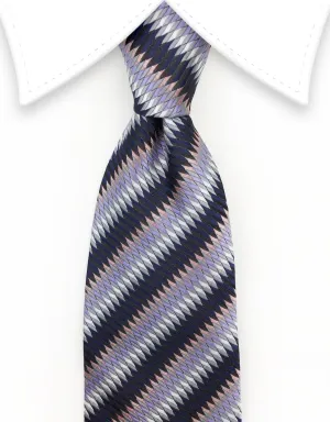 Silver & Navy Striped Necktie