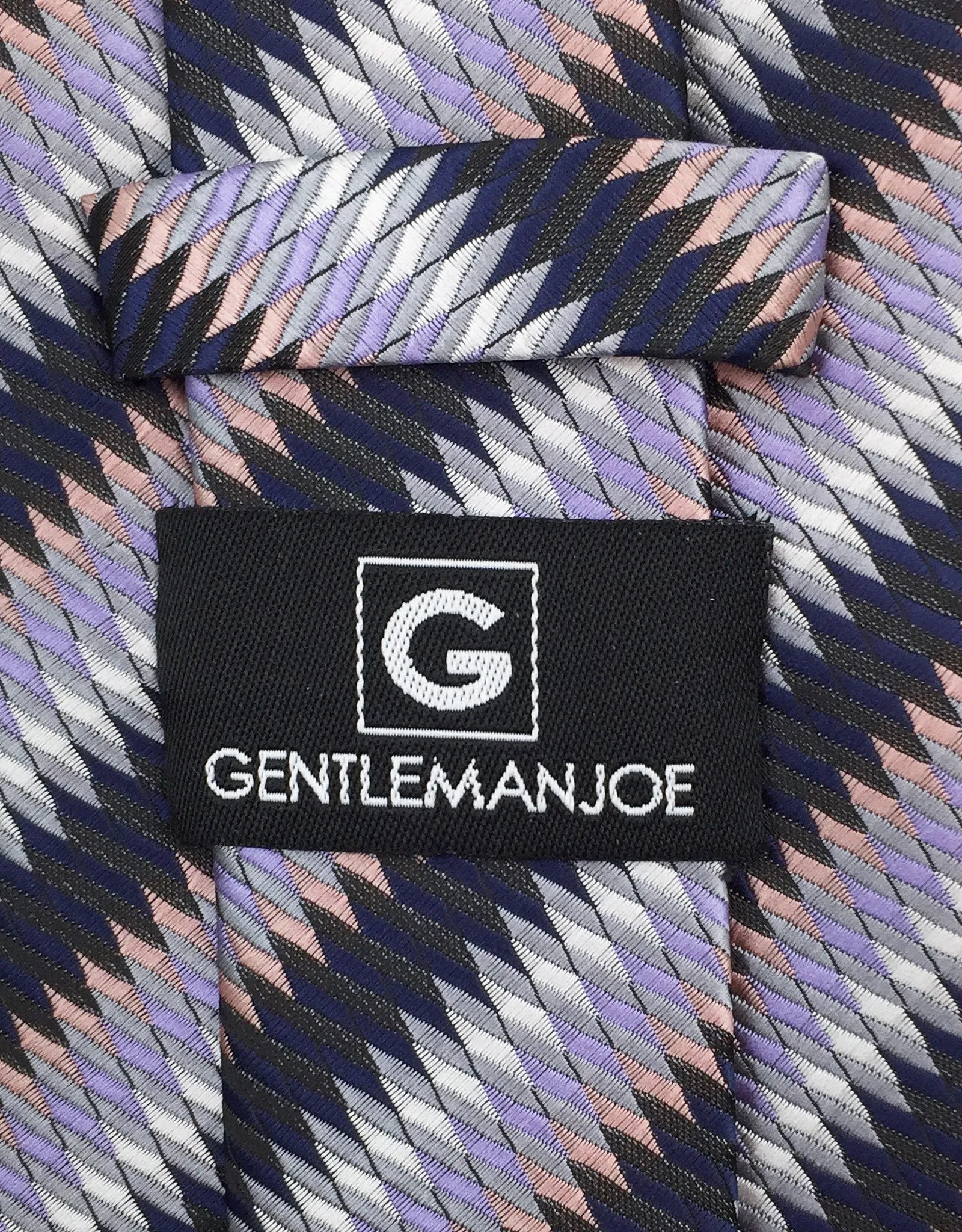 Silver & Navy Striped Necktie