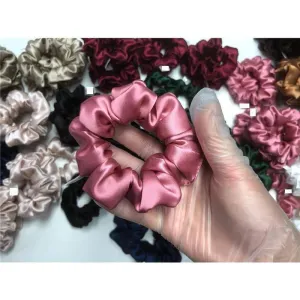 Silver Red silk scrunchies medium