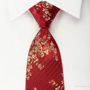 Vito Rufolo Silk Necktie Floral On Burgundy With Rhinestones